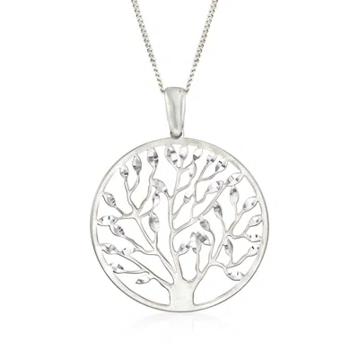 Ross-simons Italian Sterling Silver Cut-out Tree Of Life Pendant Necklace In Metallic