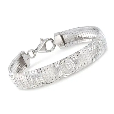 Ross-simons Italian Sterling Silver Diamond-cut Omega Bracelet In Multi