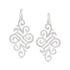 Ross-simons Italian Sterling Silver Filigree Chandelier Drop Earrings In White