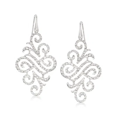 Ross-simons Italian Sterling Silver Filigree Chandelier Drop Earrings In White