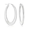 Ross-simons Italian Sterling Silver Flat Oval Hoop Earrings In White