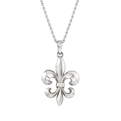 Ross-simons Italian Sterling Silver Fleur-de-lis Necklace In Multi