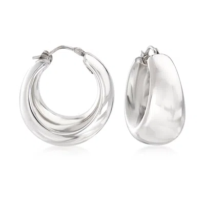 Ross-simons Italian Sterling Silver Graduated Hoop Earrings In Metallic