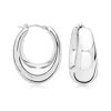 Ross-simons Italian Sterling Silver Graduated Hoop Earrings In White