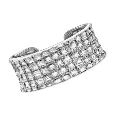 Ross-simons Italian Sterling Silver Grid-pattern Cuff Bracelet In Multi