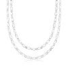 Ross-simons Italian Sterling Silver Hammered And Polished Flat-oval Link Layered Necklace In Multi