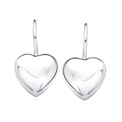 Ross-simons Italian Sterling Silver Heart Drop Earrings In Metallic