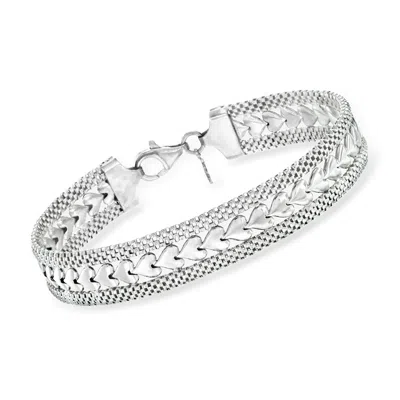 Ross-simons Italian Sterling Silver Heart-motif Bracelet In Metallic