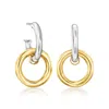 Ross-simons Italian Sterling Silver Hoop Earrings With Removable 18kt Gold Over Sterling Circle Drops In Multi