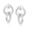 Ross-simons Italian Sterling Silver Interlocking-circle Front-back Earrings In White