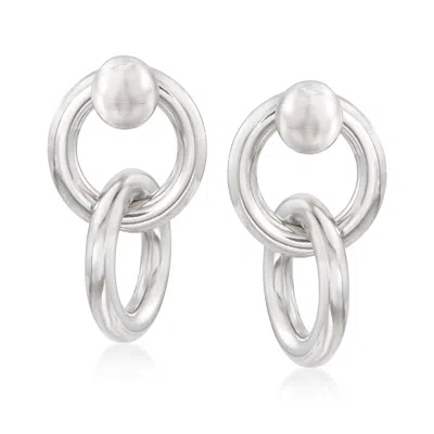 Ross-simons Italian Sterling Silver Interlocking-circle Front-back Earrings In White