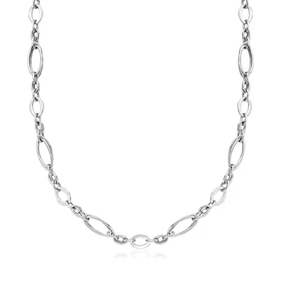 Ross-simons Italian Sterling Silver Interlocking Double Oval-link Necklace In Multi