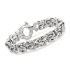 Ross-simons Italian Sterling Silver Large Byzantine Bracelet In Multi