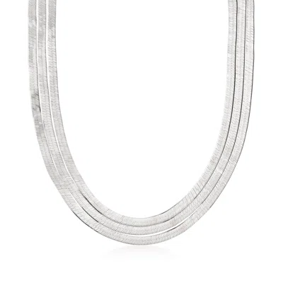 Ross-simons Italian Sterling Silver Layered Herringbone Necklace In Multi
