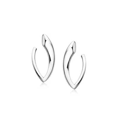 Ross-simons Italian Sterling Silver Left-right V-shaped Drop Earrings In White