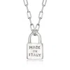 Ross-simons Italian Sterling Silver "made In Italy" Lock Pendant Paper Clip Link Necklace In Multi