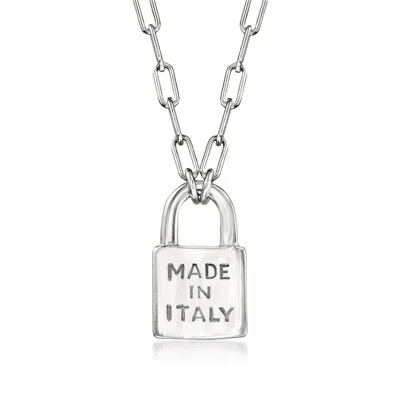 Ross-simons Italian Sterling Silver "made In Italy" Lock Pendant Paper Clip Link Necklace In Multi