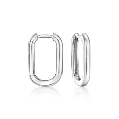 Ross-simons Italian Sterling Silver Medium Paper Clip Link Hoop Earrings In Pattern