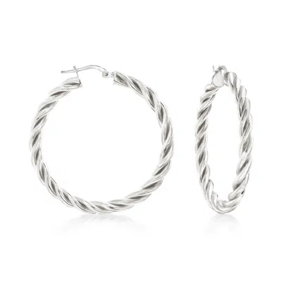 Ross-simons Italian Sterling Silver Medium Twisted Hoop Earrings In Pattern