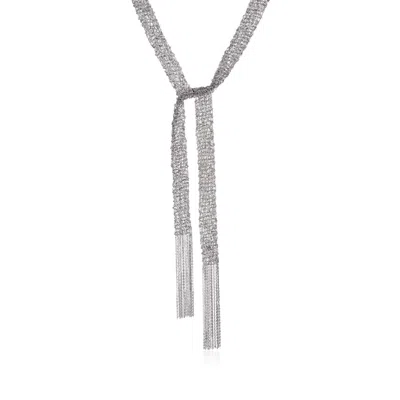 Ross-simons Italian Sterling Silver Mesh Tie Necklace In Multi