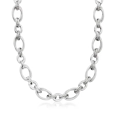Ross-simons Italian Sterling Silver Oval-link Necklace In Multi