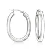 Ross-simons Italian Sterling Silver Oval Tube Hoop Earrings In White