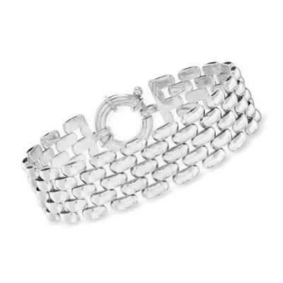 Ross-simons Italian Sterling Silver Panther-link Bracelet In Multi