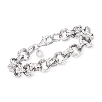 Ross-simons Italian Sterling Silver Rolo Link Chain Bracelet In Multi