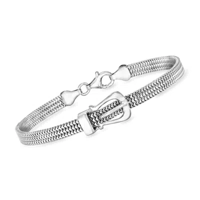 Ross-simons Italian Sterling Silver Snake-chain Buckle Bracelet In Multi