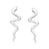 Ross-simons Italian Sterling Silver Snake Drop Earrings In White