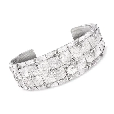 Ross-simons Italian Sterling Silver Square-pattern Cuff Bracelet In Metallic