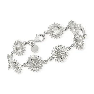 Ross-simons Italian Sterling Silver Sunflower Bracelet In Multi