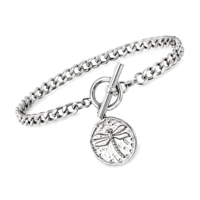 Ross-simons Italian Sterling Silver Toggle Bracelet With Dragonfly Charm