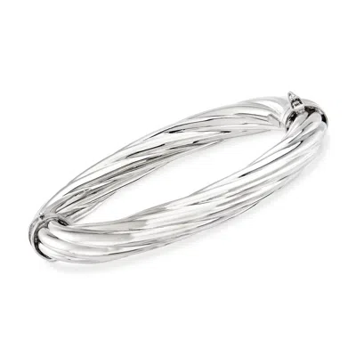 Ross-simons Italian Sterling Silver Twisted Oval Bangle Bracelet In Multi