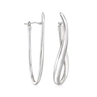 Ross-simons Italian Sterling Silver U-shaped Hoop Earrings In White