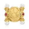 Ross-simons Italian Tagliamonte 5-5.5mm Cultured Pearl And . Ruby Cameo-style Ring In 18kt Gold Over Sterling In Red