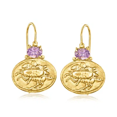 Ross-simons Italian Tagliamonte Amethyst Drop Earrings In 18kt Gold Over Sterling In Purple