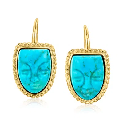 Ross-simons Italian Tagliamonte Blue Magnesite Mask Drop Earrings In 18kt Gold Over Sterling