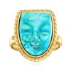 Ross-simons Italian Tagliamonte Blue Magnesite Mask Ring In 18kt Gold Over Sterling