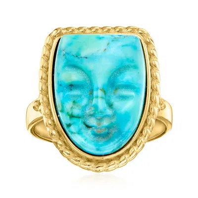 Ross-simons Italian Tagliamonte Blue Magnesite Mask Ring In 18kt Gold Over Sterling