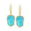 Ross-simons Italian Tagliamonte Blue Venetian Glass Flora Drop Earrings In 18kt Gold Over Sterling In Multi