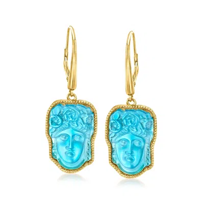Ross-simons Italian Tagliamonte Blue Venetian Glass Flora Drop Earrings In 18kt Gold Over Sterling In Multi