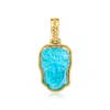 Ross-simons Italian Tagliamonte Blue Venetian Glass Flora Enhancer Pendant In 18kt Gold Over Sterling In Multi