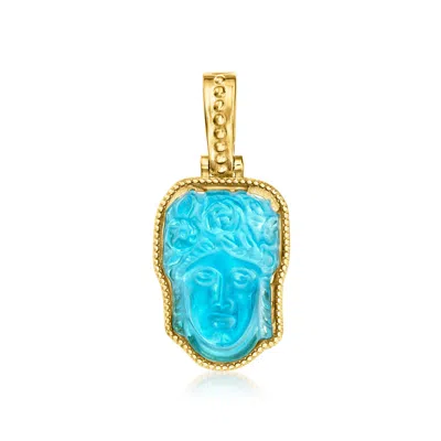 Ross-simons Italian Tagliamonte Blue Venetian Glass Flora Enhancer Pendant In 18kt Gold Over Sterling In Multi