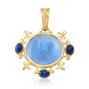 Ross-simons Italian Tagliamonte Blue Venetian Glass Intaglio And Lapis Pendant In 18kt Gold Over Sterling In Blue