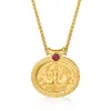 Ross-simons Italian Tagliamonte . Ruby Cameo-style Pendant Necklace In 18kt Gold Over Sterling In Multi