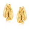 Ross-simons Italian Textured And Polished 18kt Yellow Gold Earrings In Yellow