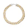 Ross-simons Italian Tri-colored Sterling Silver Braided Herringbone Collar Necklace In Multi