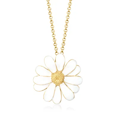 Ross-simons Italian White Enamel Daisy Necklace In 18kt Gold Over Sterling In Multi