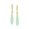 Ross-simons Jade And . Peridot Drop Earrings With White Topaz Accents In 18kt Gold Over Sterling In Green